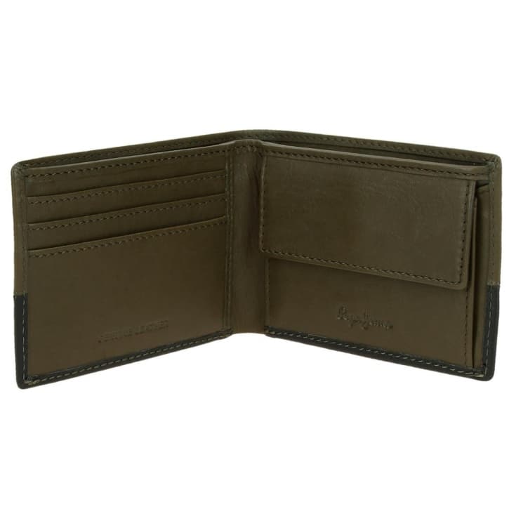 pepe jeans dual billetero verde caqui piel