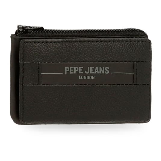 pepe jeans checkbox monedero tarjetero negro de piel