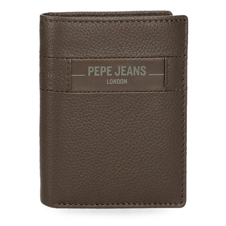 pepe jeans checkbox cartera marron vertical piel