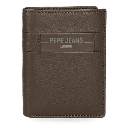 pepe jeans checkbox cartera marron vertical piel