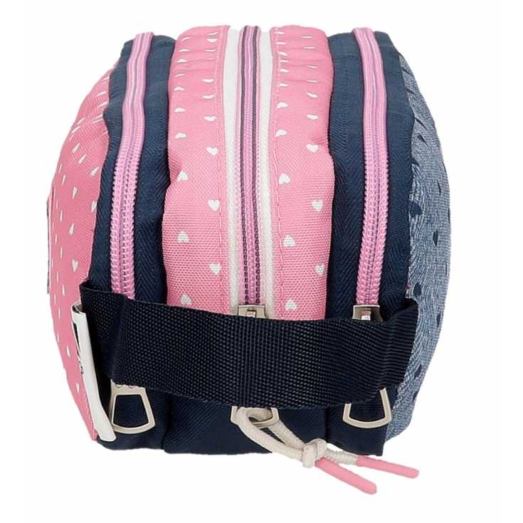 pepe jeans noni denim estuche 2 compartimentos rosa