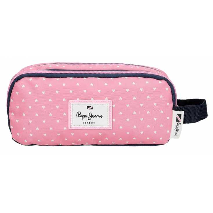 pepe jeans noni denim estuche 2 compartimentos rosa