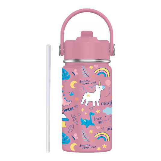 botella termo infantil rosa unicornios 350ml