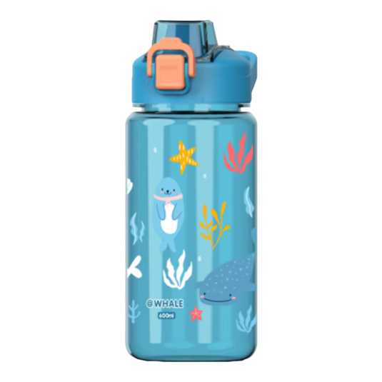botella de agua infantil sin bpa reutilizable azul mar 600ml 