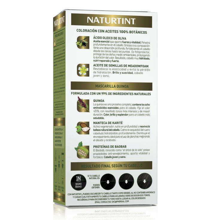 naturtint tinte permamente 1n negro ébano