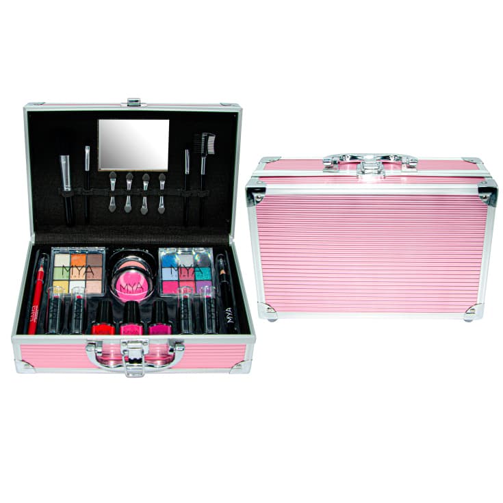 mya travel metalic pink maletin de maquillaje metalico