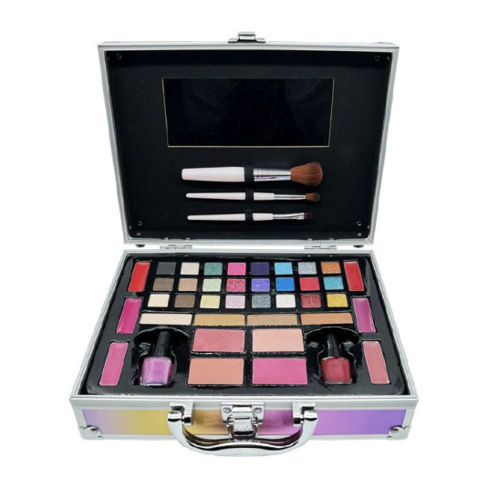 hologradic maletin metalico de maquillaje