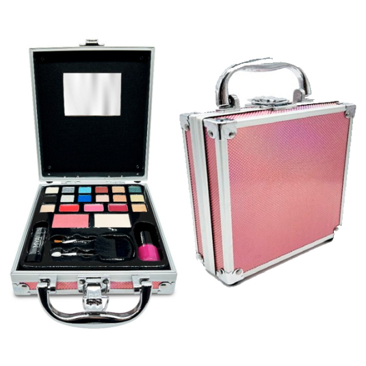 mya travel metalic pink maletin de maquillaje metalico - delaUz