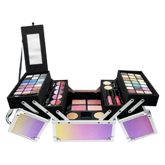 hologradic cube maletin metalico de maquillaje cuadrado