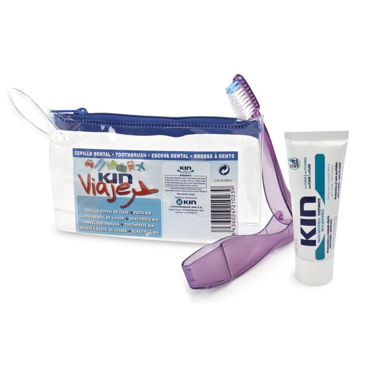kin kit viaje cepillo dental adulto + pasta 25ml