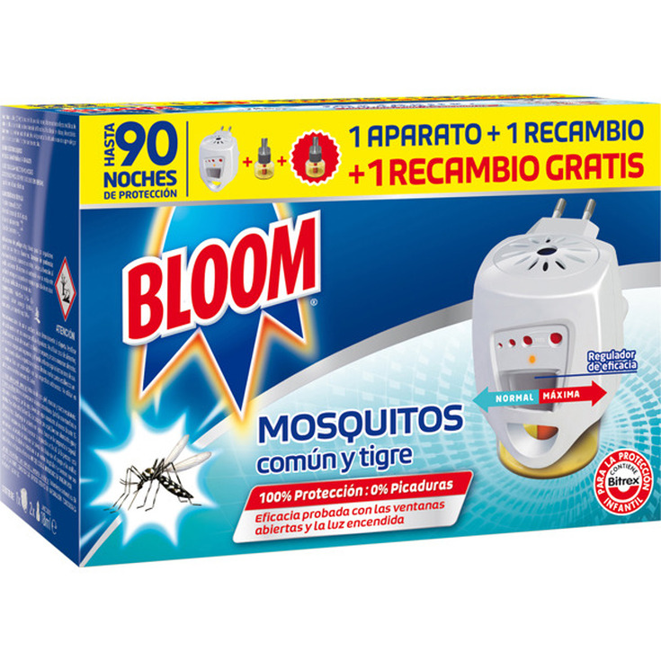 bloom insecticida electrico antimosquitos + 2 recambios