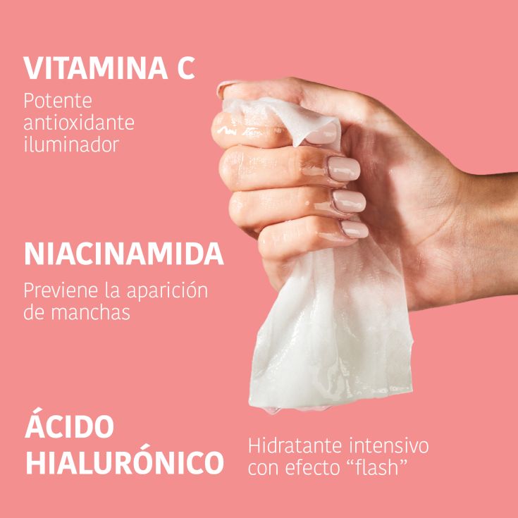 iroha nature mascarilla facial iluminadora e hidratante con vitamina c pura y acido hialuronico tejido 100% biodegradable