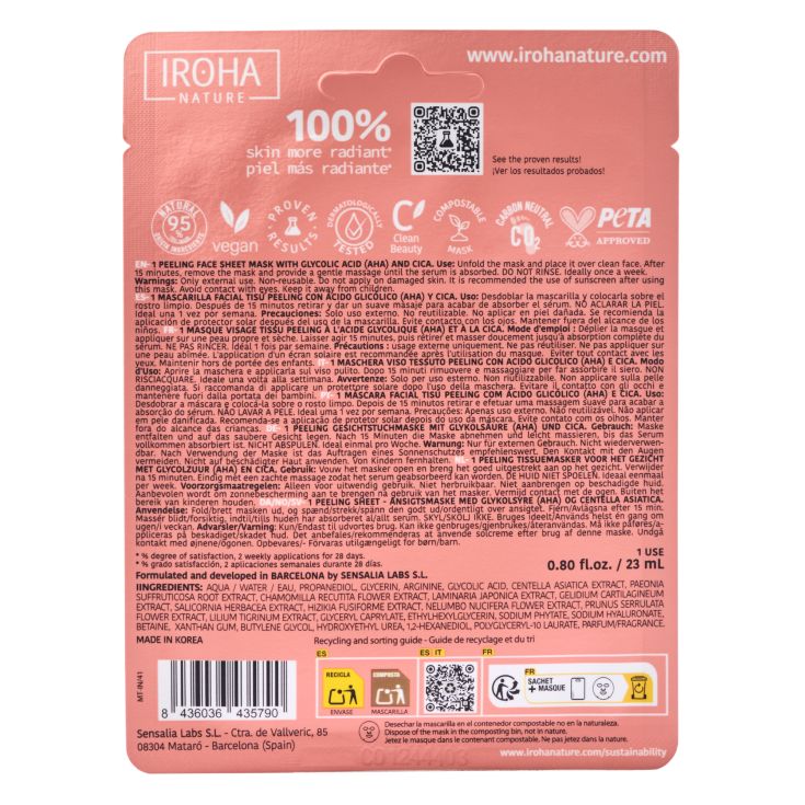 iroha nature perfect skin peeling mascarilla facial 1 ud