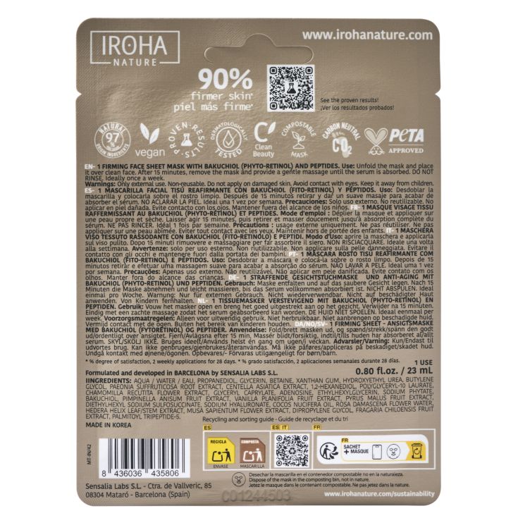iroha nature firming anti-age mascarilla bakuchiol 1 ud
