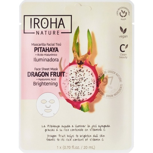 iroha nature mascarilla facial iluminadora con pitahaya 1 unidad