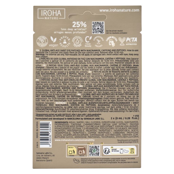 iroha nature parches contorno de ojos cuidado global 2 uds