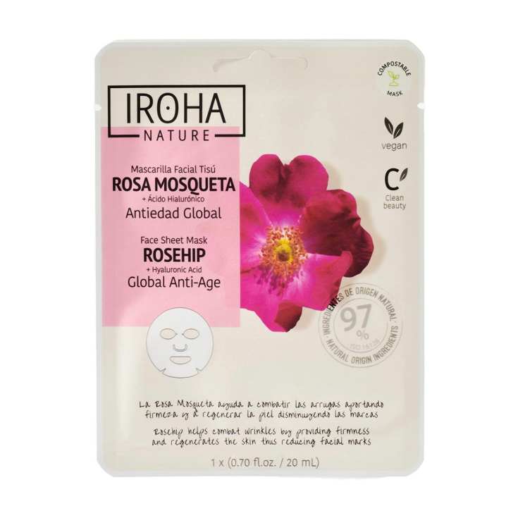 iroha nature mascarilla facial antiedad global con rosa mosqueta