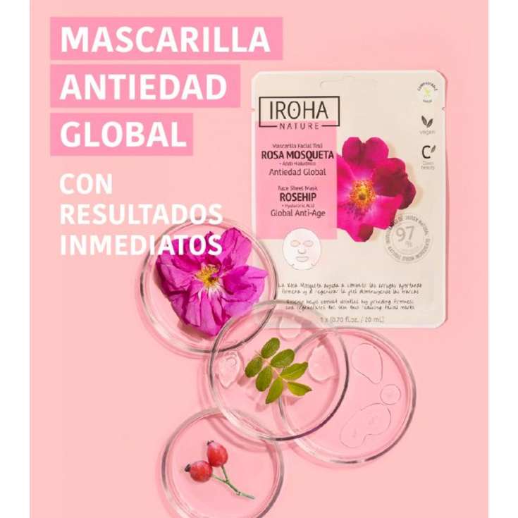 iroha nature mascarilla facial antiedad global con rosa mosqueta