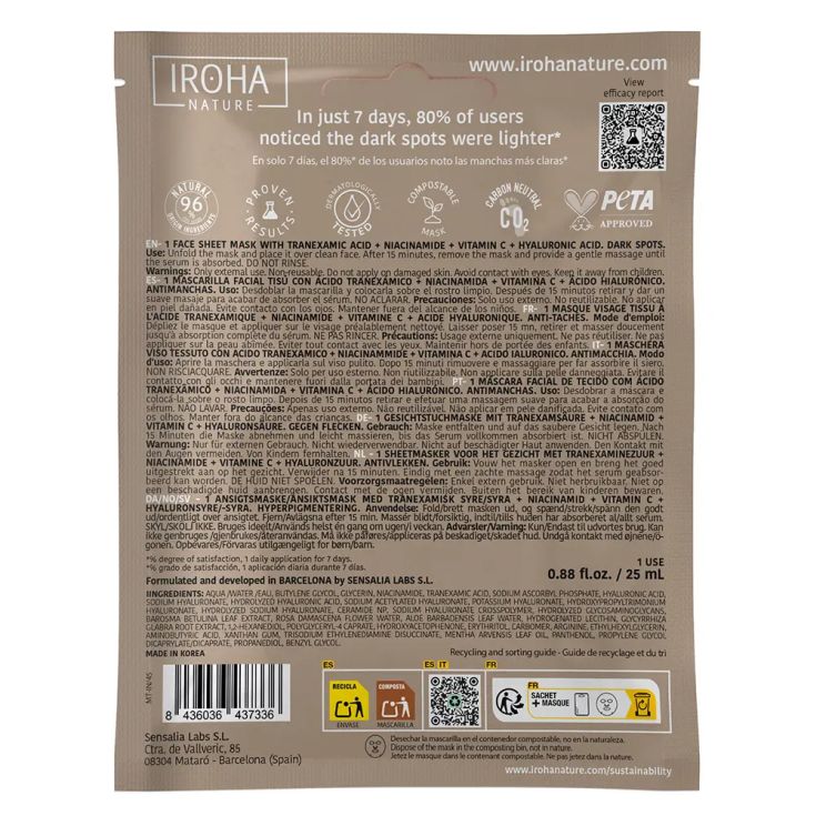 iroha mascarilla facial antimancha -tranexamic acido