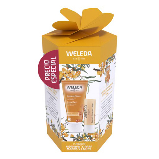 weleda pack cuidado hidratante de manos y labios espino amarillo