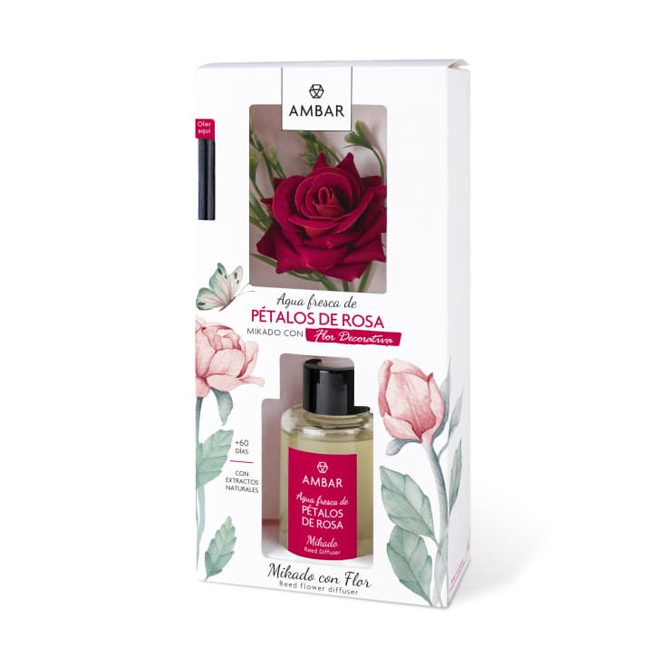 mikado flor perfumada agua fresca petalos de rosa 75ml