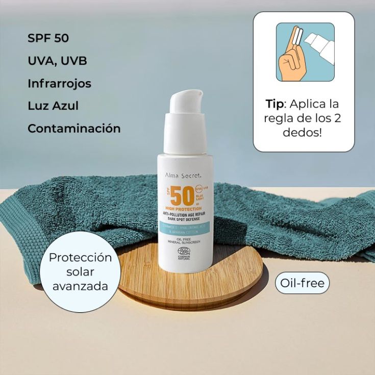 alma secret protector solar facial spf 50 50ml con ceramidas