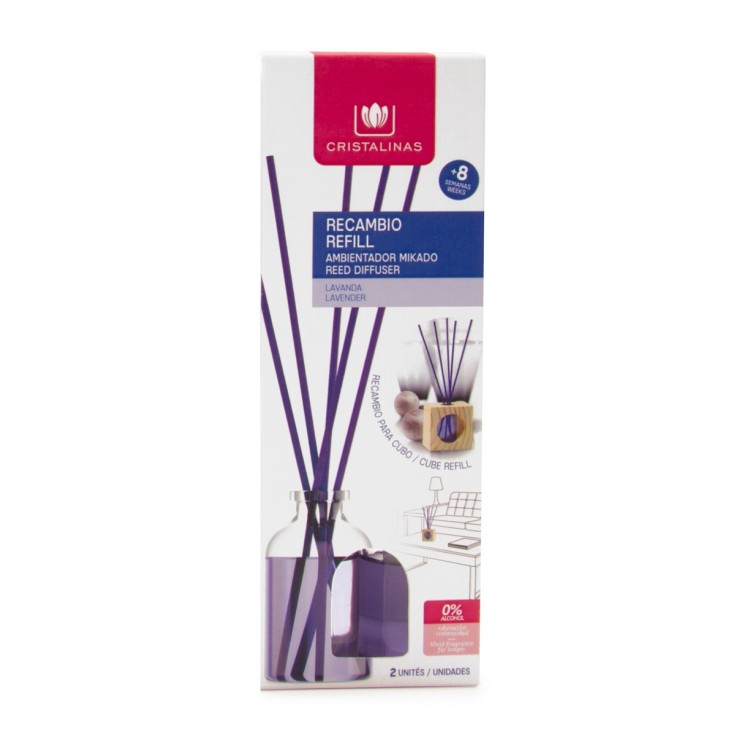 cristalinas recambio cubo madera para mikado lavanda 2x30ml cristalinas recambio cubo madera para mikado lavanda 2x30ml