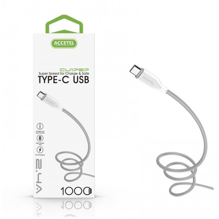 accetel cable cable datos tpe 2.1a - type c 1 metro accetel cable cable datos tpe 2.1a - type c 1 metro