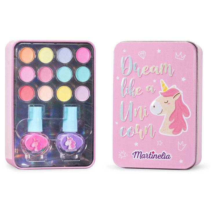 martinelia unicorn mini set maquillaje infantil en lata metalica - delaUz