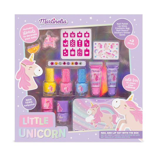 martinelia little unicorn beauty set de maquillaje infantil + lata