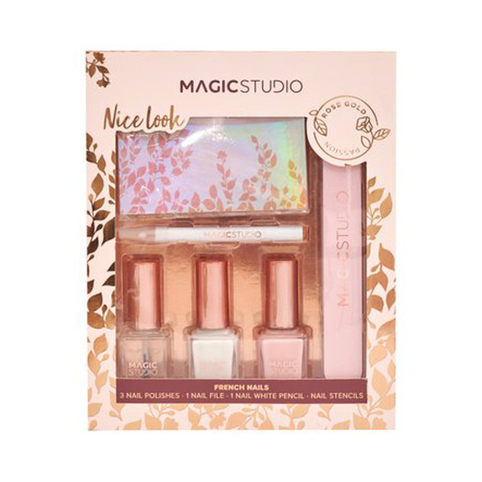 magic studio rose gold french nails set manicura francesa