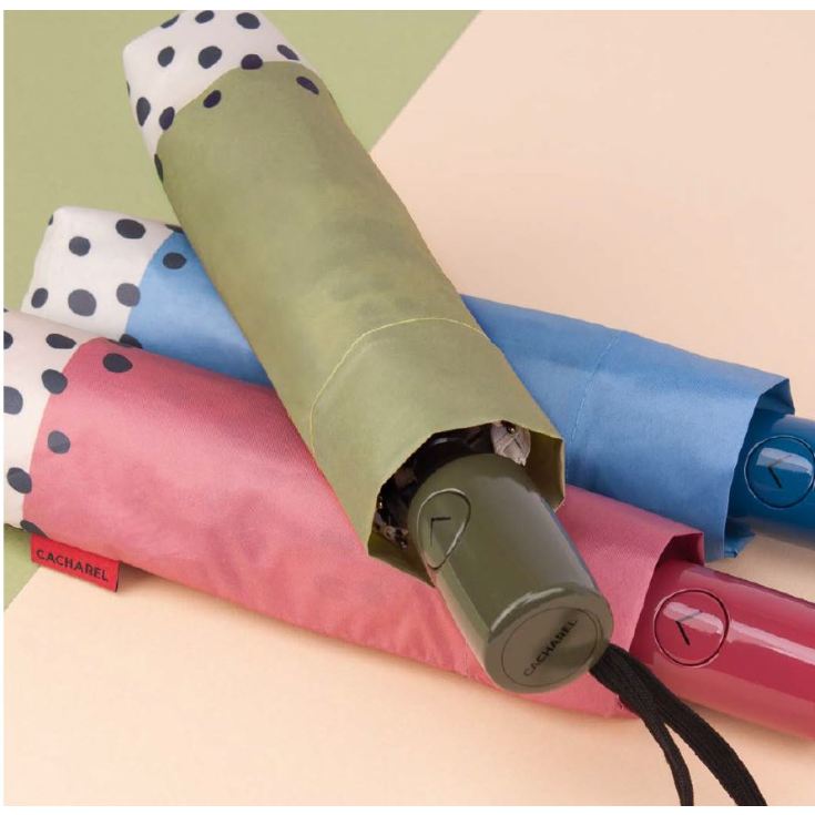 cacharel paraguas plegable automatico liso cenefa lunares 28cm