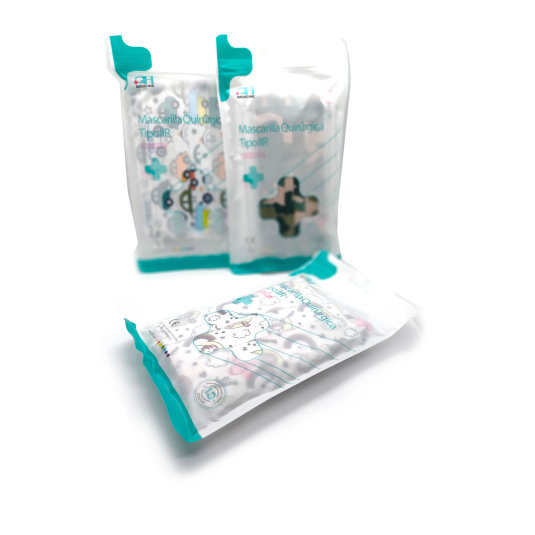 mascarilla quirurgica tipo iir infantil estampada pack 10 unidades