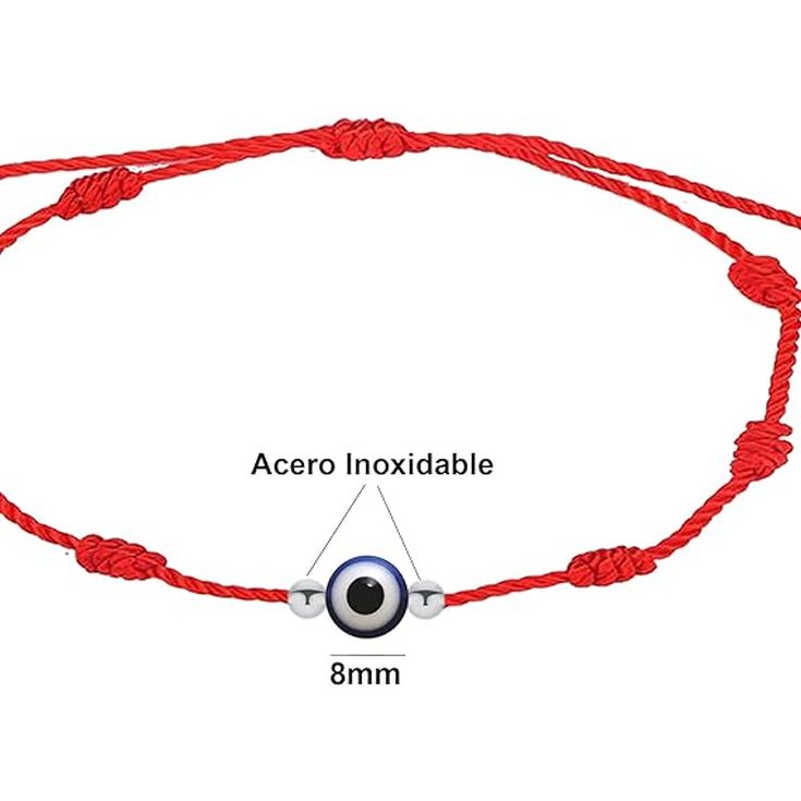 pulsera 7 nudos roja colgante ojo turco azul