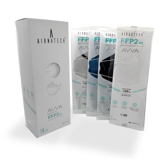 airnatech mascarilla ffp2 forma pez adulto colores caja 10 unidades
