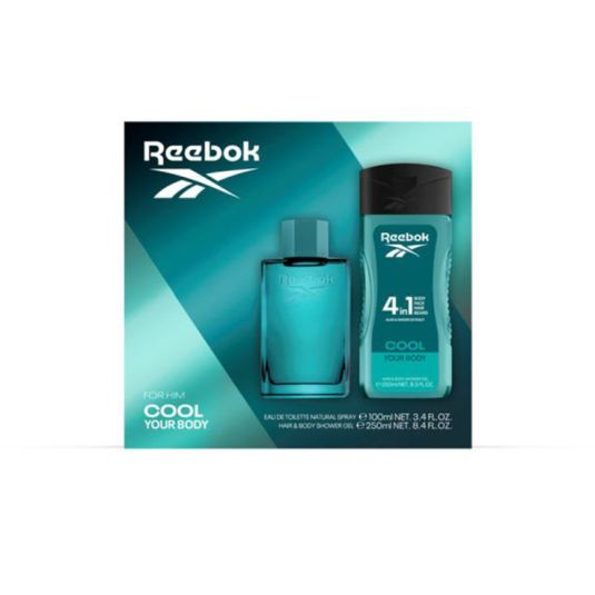 reebok cool men colonia 100mll + hair-body gel 250ml