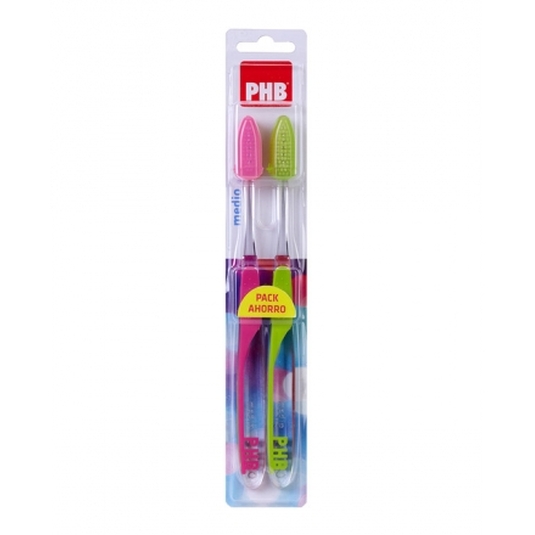 phb plus cepillo dental medio duplo 2uds