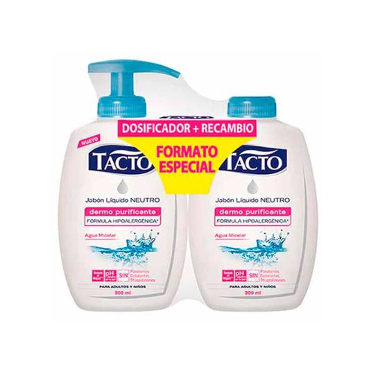 tacto jabon liquido neutro de manos dosificador 300ml + recambio