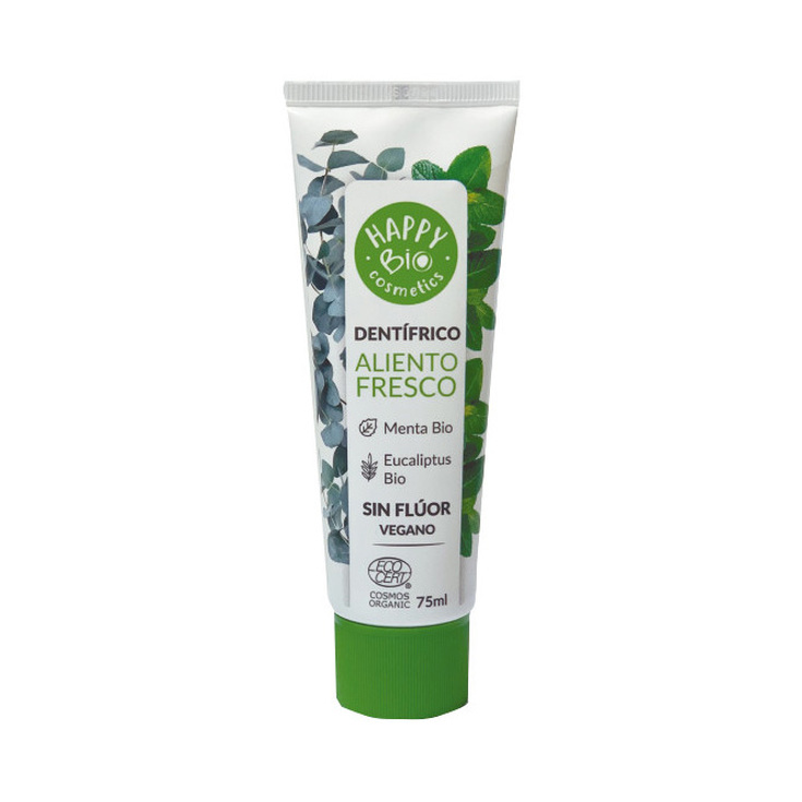 happybio dentifrico aliento fresco menta y eucaliptus 75ml