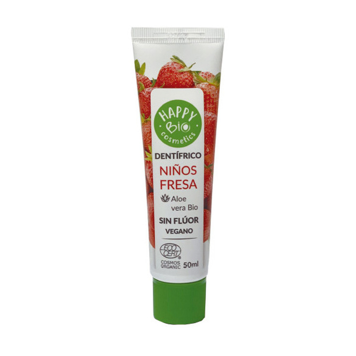 happybio dentifrico niños fresa sin fluor fluor 50ml happybio dentifrico niños fresa sin fluor fluor 50ml