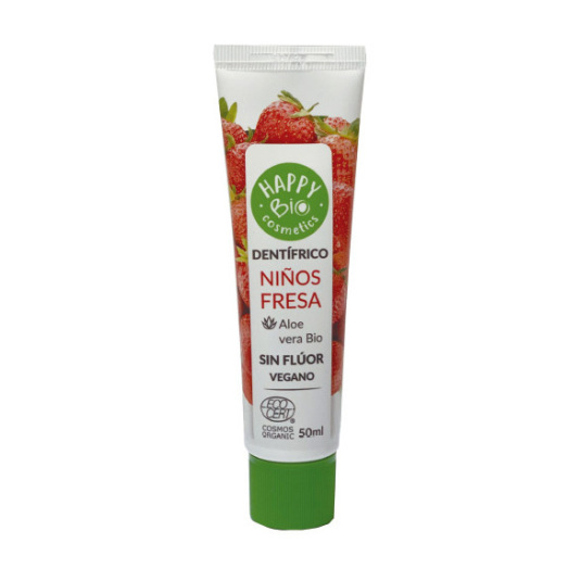 happybio dentifrico niños fresa sin fluor fluor 50ml