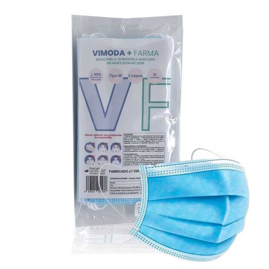 mascarillas quirurgicas iir azules adulto 10 unidades