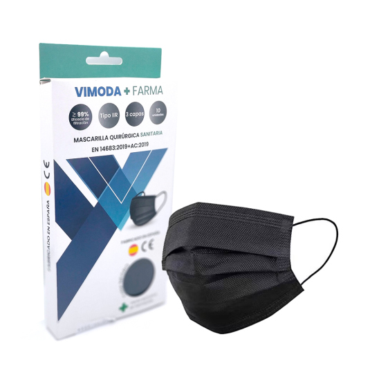 vimoda farma mascarillas quirurgicas iir negra adulto 10 unidades