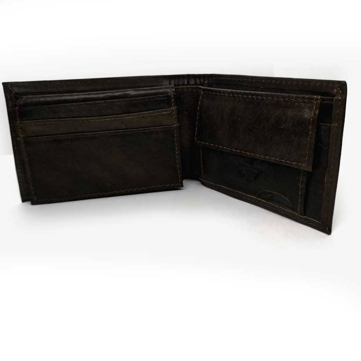  cartera hombre de piel mate marron 12x8cm hz