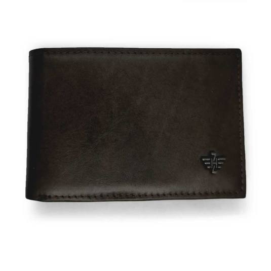  cartera hombre de piel mate marron 12x8cm hz