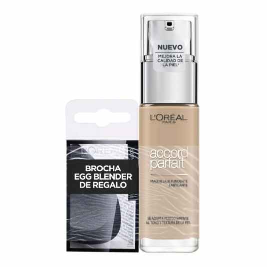 loreal kit accord perfect base de maquillaje + esponja eggblendder 3d