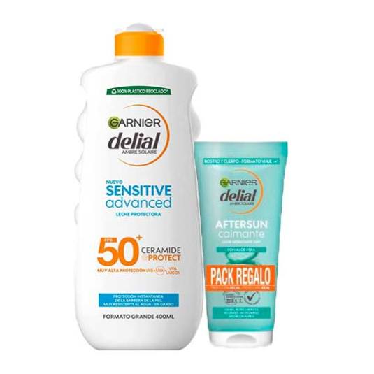 delial sensitive leche solar sfp50+ 400ml + aftersun regalo 100ml