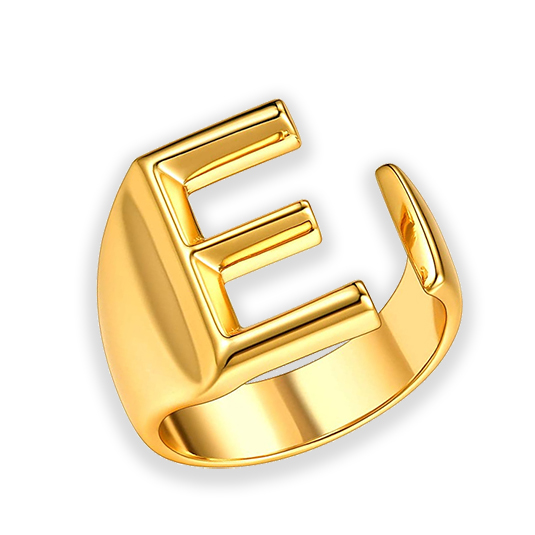 anillo dorado personalizado inicial e