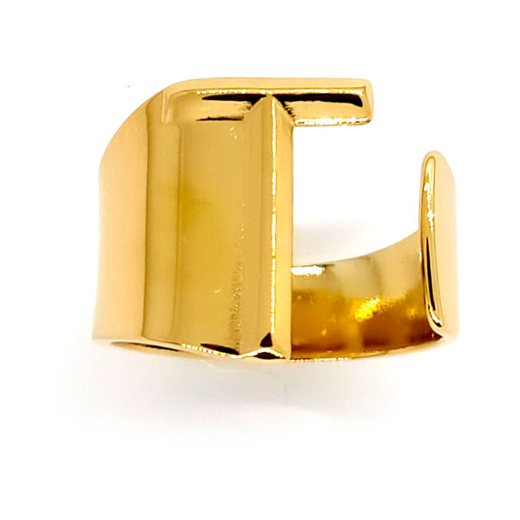 anillo dorado personalizado inicial t