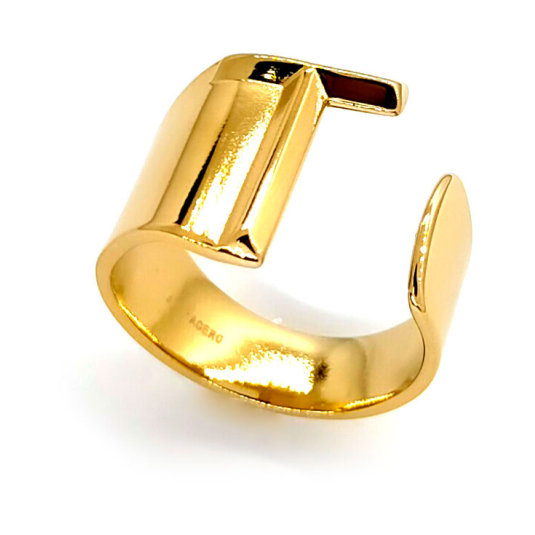 anillo dorado personalizado inicial t